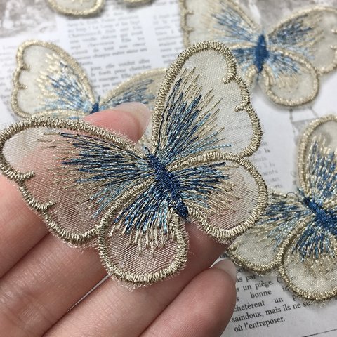 【4個】刺繍ワッペン蝶々　160