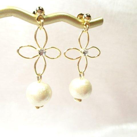 *再販*flower and cotton pearl　ピアス