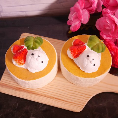 アザラシ苺アイスのパンケーキ 手作りスクイーズ フェイクフード フェイクスイーツ 食品サンプル