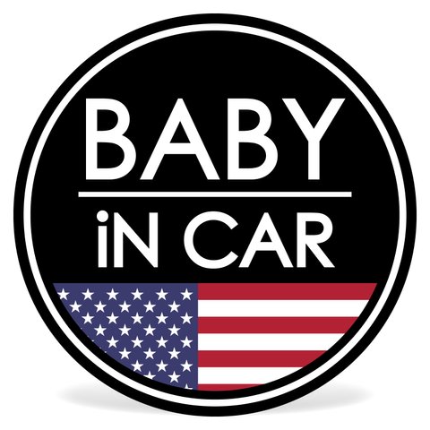 BABY IN CAR ステッカー / フラッグシリーズ / 耐水・耐候・日本製 〈アメリカ国旗〉