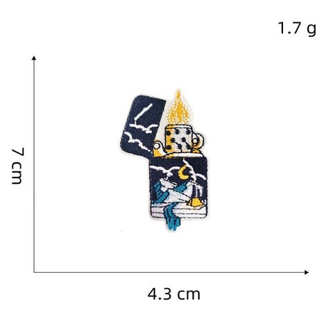 ライター 山 川 キャンプ ワッペン アップリケ アイロン対応 1枚