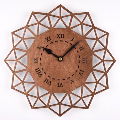 木の壁掛け時計B ペンタゴン（木製ウォールクロック）