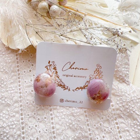 ニュアンス ぽってりデザイン♡小ぶり×レジン  イヤリング ピアス アクセサリー 母の日 プレゼント