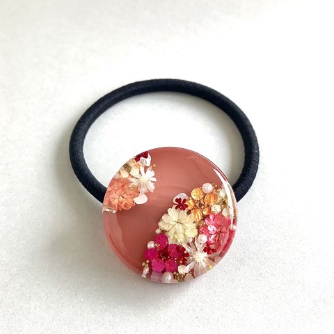 お花　ヘアゴム　color × flower〜red〜 レジン