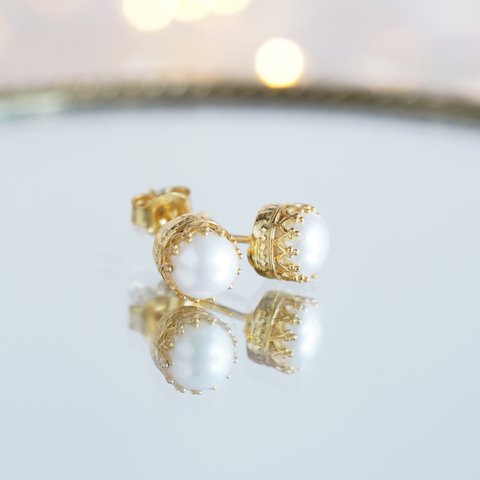 【Silver925】Genuine Pearl Stud Earrings