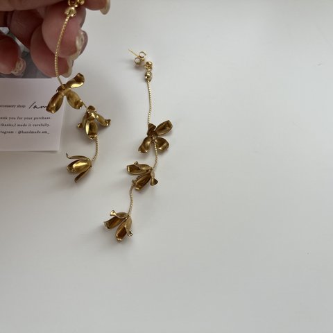 『 30%off 』arrange gold flower pierce