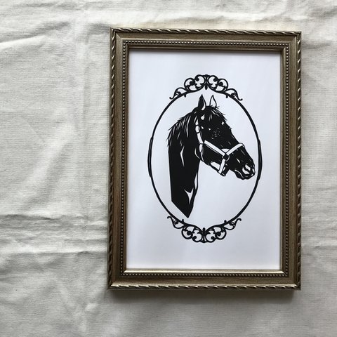 馬の肖像画　　切り絵ポスター