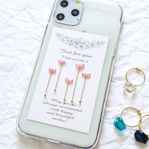 pinkのheartflower　全機種対応　スマホケース 