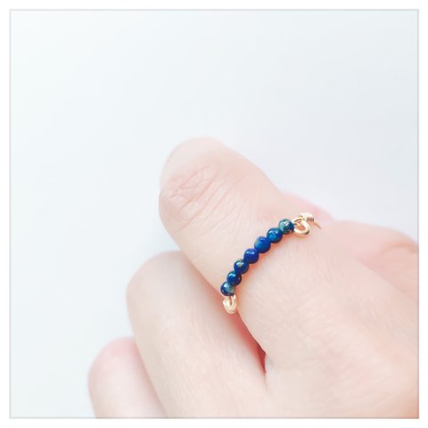 【再販♡】瑠璃色＊小粒ラピスラズリのシンプルリングlapis lazuli