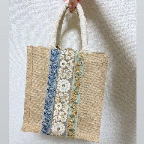 インド刺繍♡ジュートバッグ♡