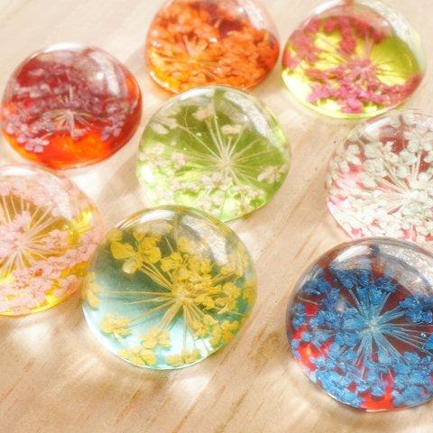 18mm 5個 花ガラスカボション 丸ぷっくりタイプMIX クリア