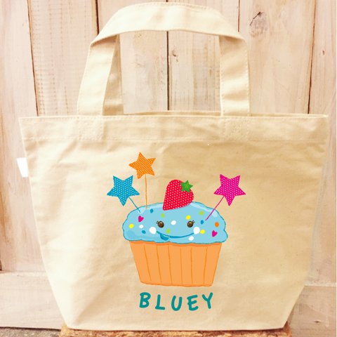 名入れ☆　カップケーキ　BLUEYちゃん　☆ミニトートバック