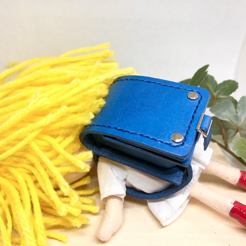 革細工　ミニチュアランドセル　青　miniature school bag.