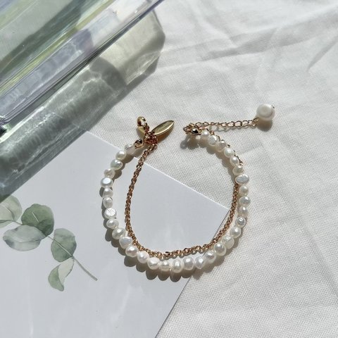 pearl×chain bracelet