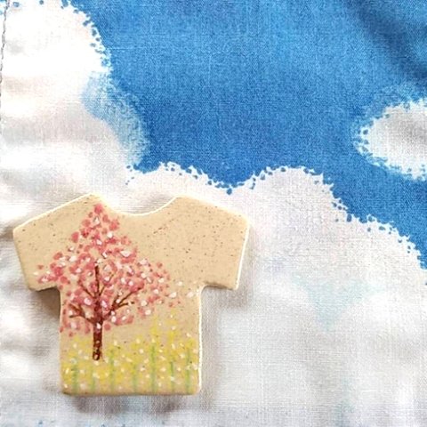 《送料無料》陶の箸置き【桜と菜の花Tシャツ】