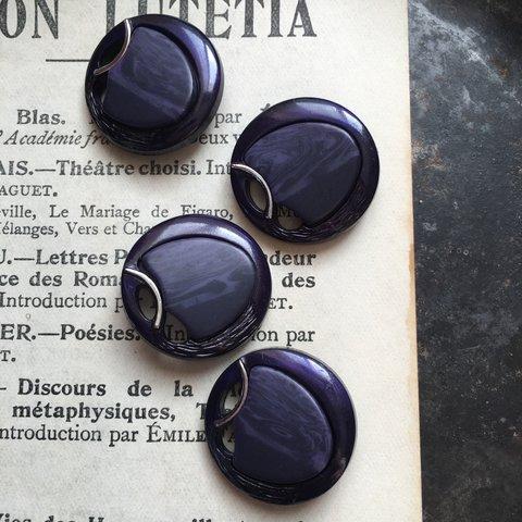 【4個】vintage button　No.11221-1223