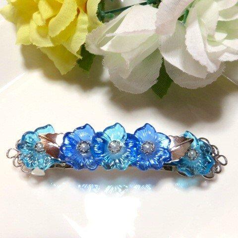 blue flowerのバレッタ♪