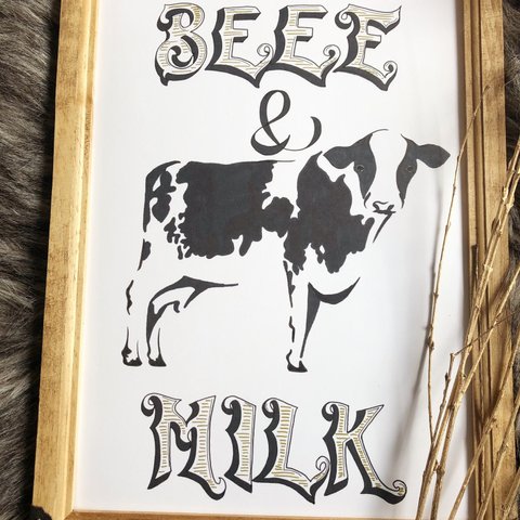 ウシ　BEEF＆MILK 　サイズ・用紙選択可能