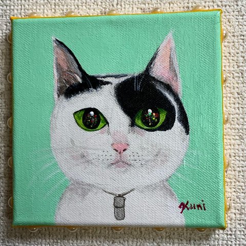 ポップな猫さんの似顔絵アートパネル（原画）