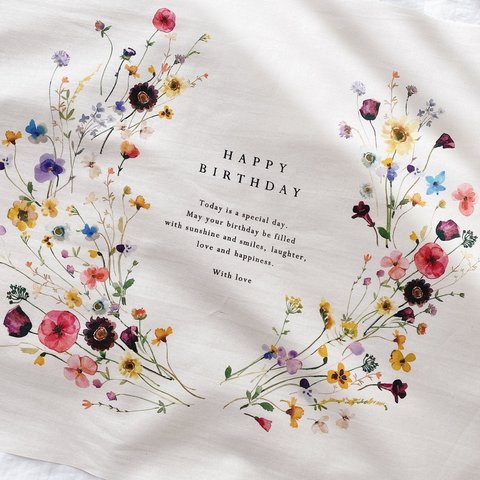 Birthday tapestry / floral wreath | コットンリネン | 誕生日飾り | 誕生日 | バースデータペストリー