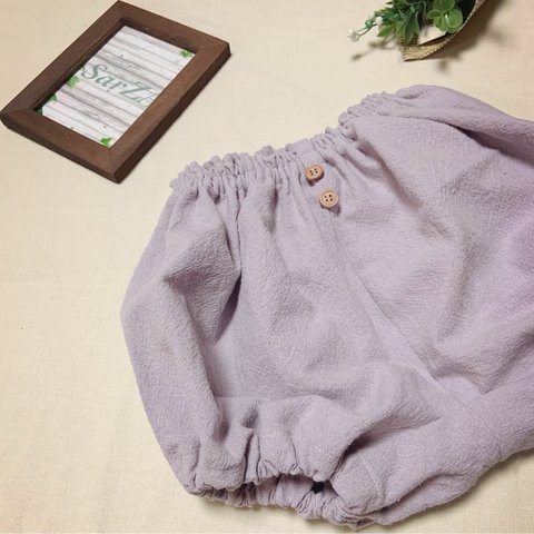 綿麻ウォッシュ ボリュームいっぱい2つボタンかぼちゃパンツ ベビー