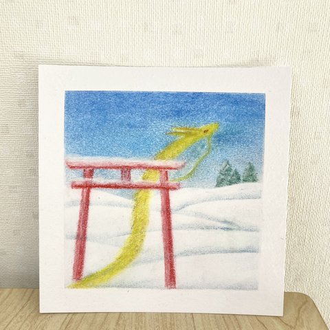 龍アート「鳥居をくぐる龍〜雪バージョン〜」