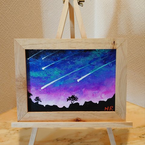 油絵 2L絵画額付き【流れ星】