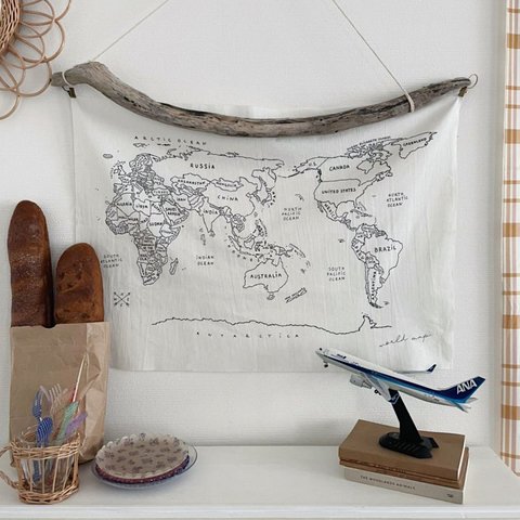 タペストリー / World map コットンリネン | 子ども部屋 | インテリア | 世界地図 | 地図
