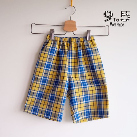 夏短パン　イエロータータンチェック Yellow Tartan/Plaid Summer Shorts