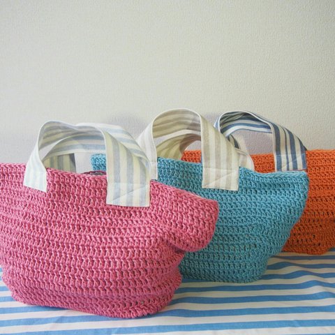 ヘンプ糸の編みバッグ