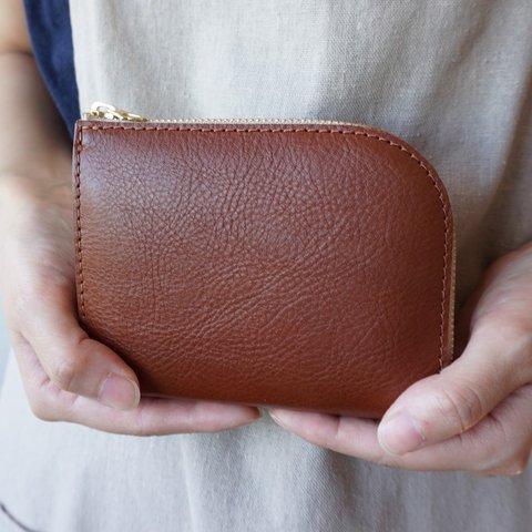 【コンパクト財布】　Brown　ブラウン　/　革財布　ミニ財布　小さい財布　名入れ　ギフト