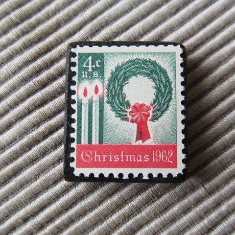 アメリカ　クリスマス切手ブローチ401