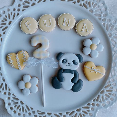 お誕生日アイシングクッキー 5色から選べる パンダさんセット 