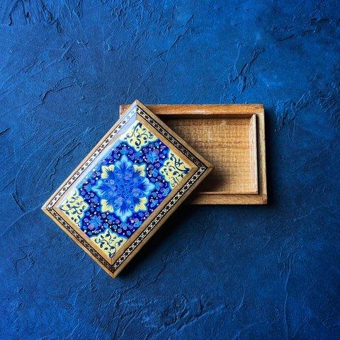 ペルシャの寄木細工（ハータムカーリー）小物入れ  カードケース　小箱 　薄型　【KHA-159】