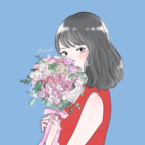 アイコン ロゴ イラストオーダー お洒落 線画 お花  似顔絵 プレゼント ウェルカムボード ポストカード