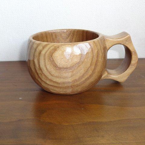 　エンジュの一木彫りコーヒーカップ　