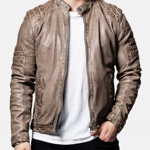 羊革・肩を縫い合わせた羊革のユーズド加工ジャケット Sheep Leather Distressed Jacket