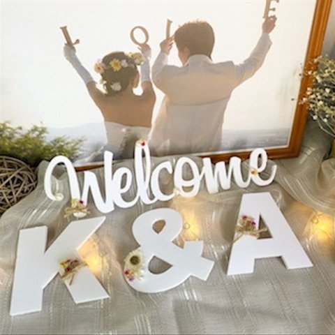 ウェディング　結婚　ウェルカムスペース　ウェディングフォト　イニシャルパネル　welcome ハート