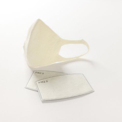 和紙3D立体ニットマスク（PM2.5シート2枚付き）オフホワイト Mサイズ