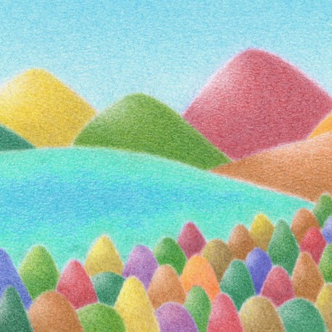 色彩の森(2Lサイズ。色鉛筆画。複製画)