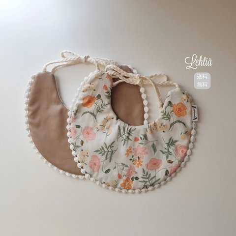 lisätä　anemone×cinnamon bib  ベビー スタイ