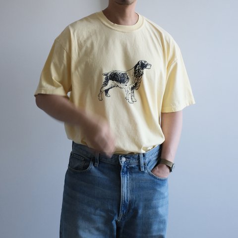 【NEW】ヴィンテージライク半袖Tシャツ / DOG / バター