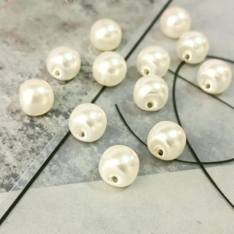 【ロット変更】【80個】10mm 鈴丸　ビーズ　 パールホワイト　アクセサリーパーツ ハンドメイド　DIY AB004-1