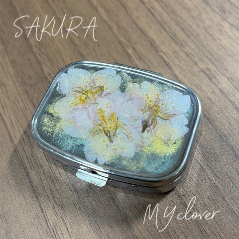 本物の 桜　小物ケース　／　ピルケース　アクセサリーケース　長方形