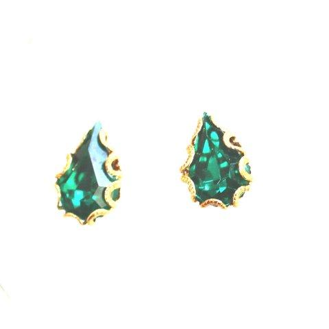 k18gp   ☆vintage glass☆tree drop earrings 