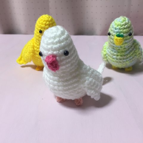 かわいいインコのあみぐるみ（白）文鳥