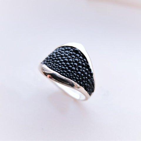 stingray 8 silver ring~エイ革　シルバーリング 