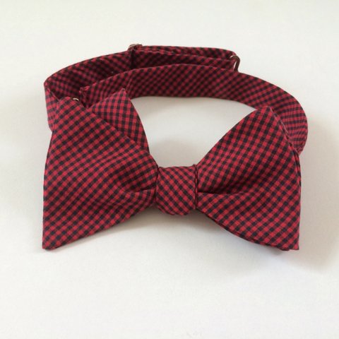 蝶ネクタイbowtie チェック赤黒