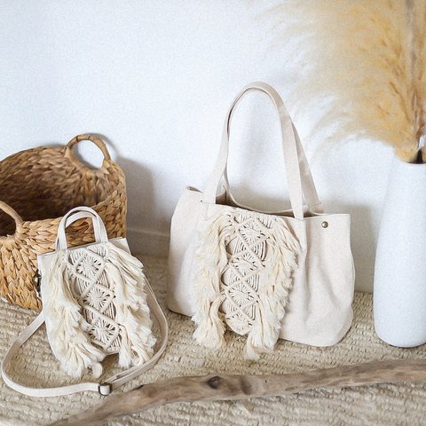 Macrame Zip Tote Bag