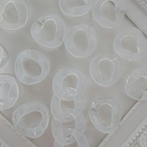 【4個】 23mm クリアホワイト マーブル プラスチックチェーン 